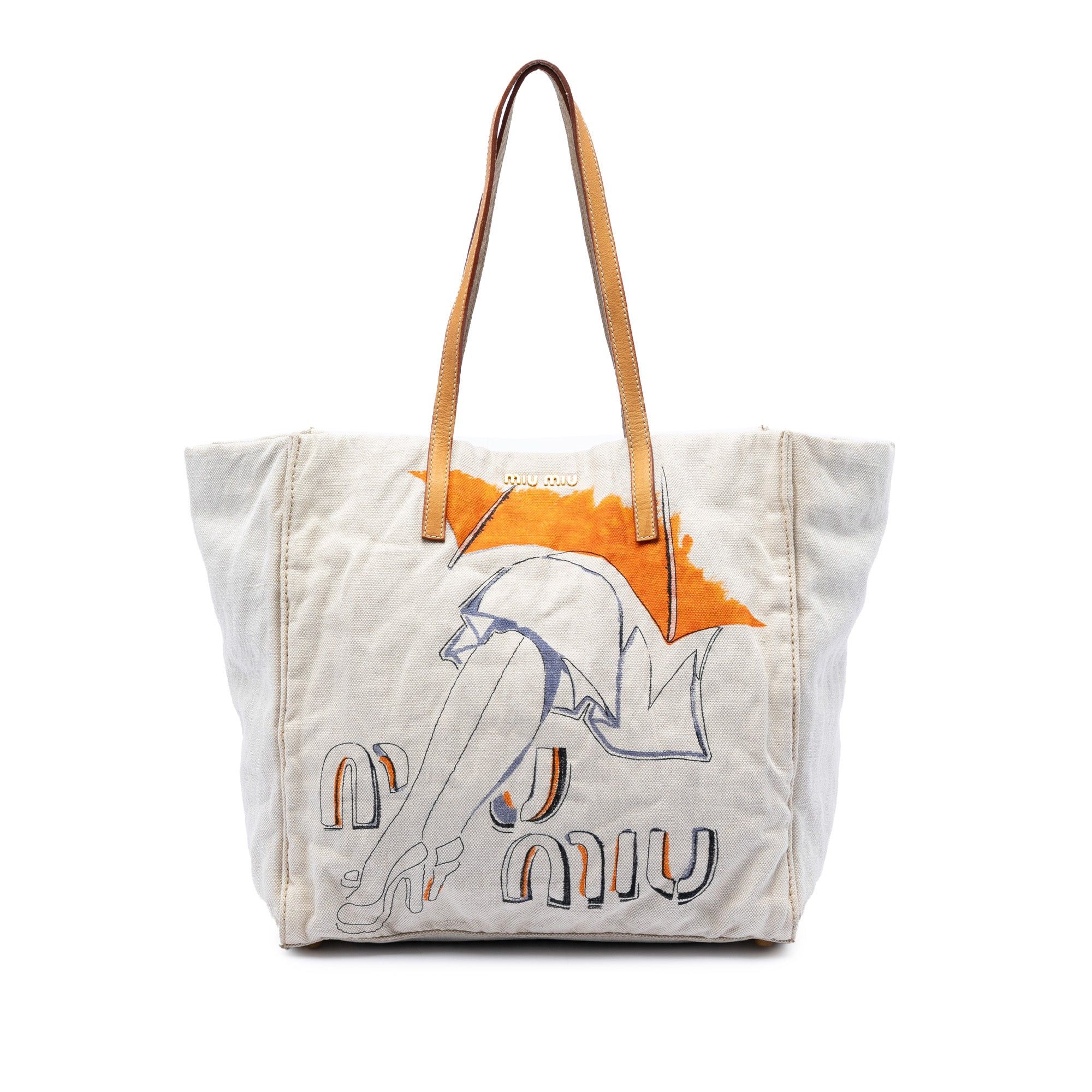 Miu Miu Printed Canvas Tote Size ONE SIZE - 1 Thumbnail