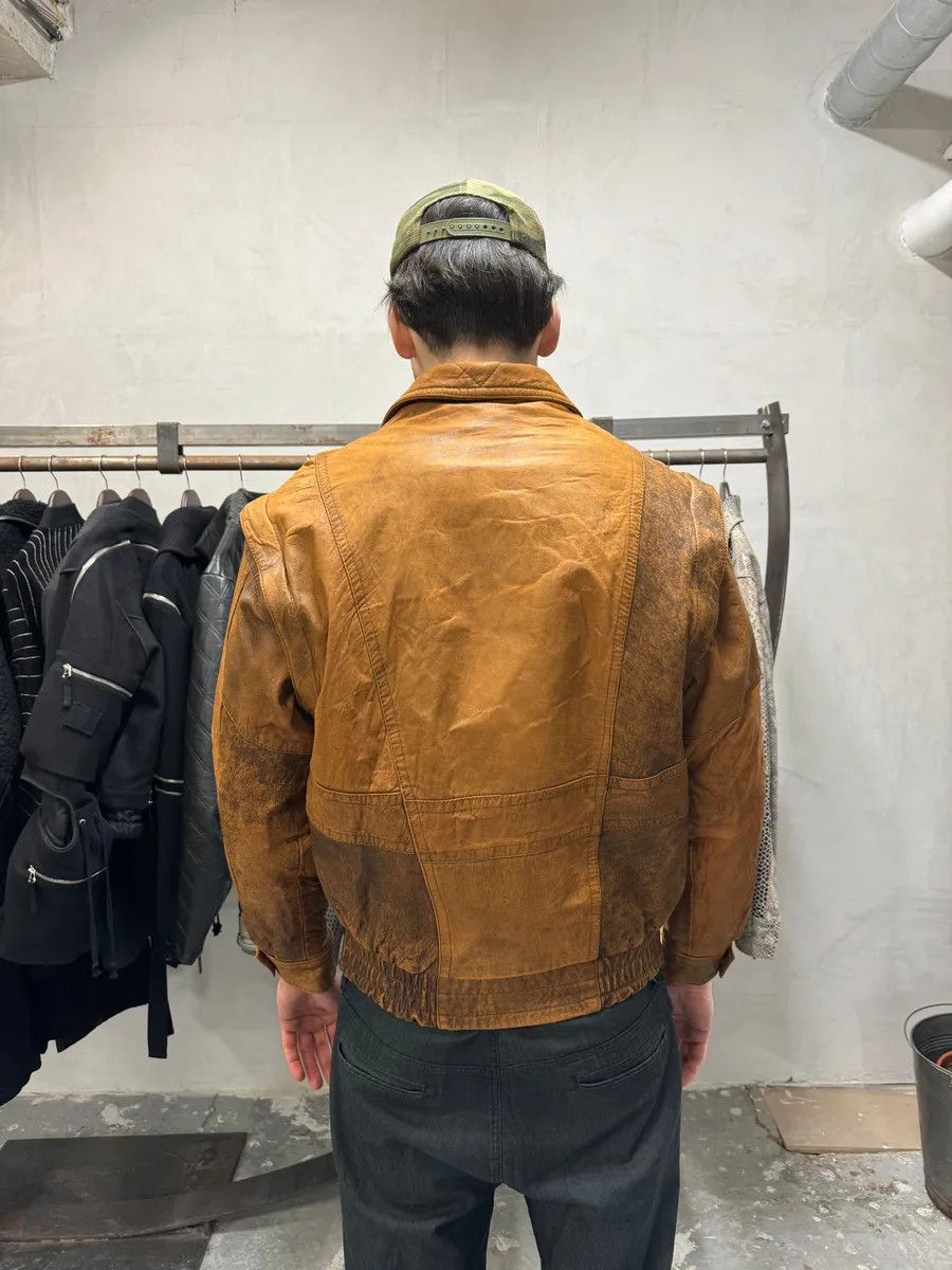 Studio D'Artisan 1990s Artisanal French Eroded Brown Leather Jacket with Detachable Sleeves Size US M / EU 48-50 / 2 - 4 Thumbnail