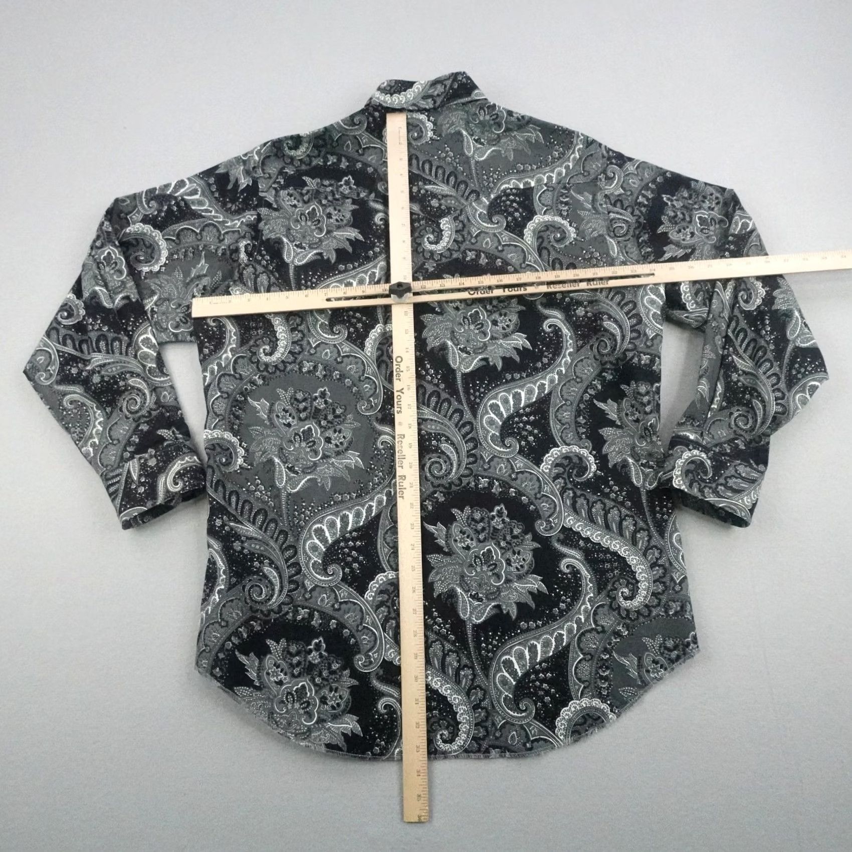 Wrangler VINTAGE Wrangler Shirt Men XL Black Gray Paisley Western Cowboy Cut X Long Tails Size US XL / EU 56 / 4 - 3 Thumbnail