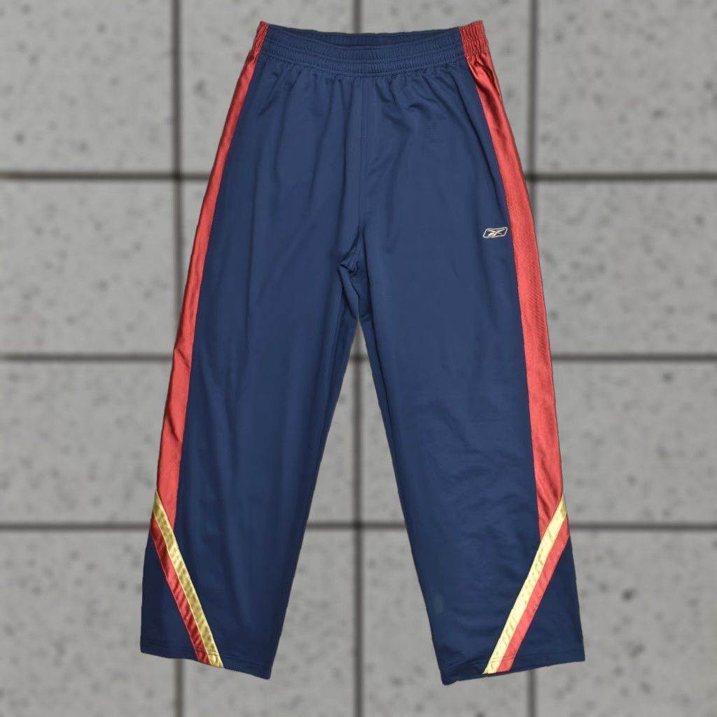 Reebok VTG Reebok 2XL Navy Blue Red Gold Side Stripe Athletic Track Pants Baggy Jogge Size US 39 - 1 Thumbnail