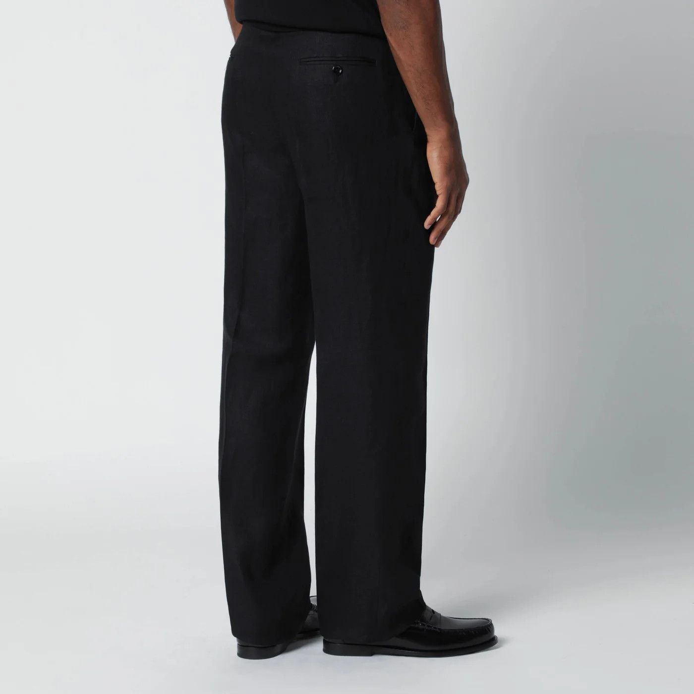Lardini o1d2blof0526 Linen Trouser Pants in Black Size US 36 / EU 52 - 4 Thumbnail
