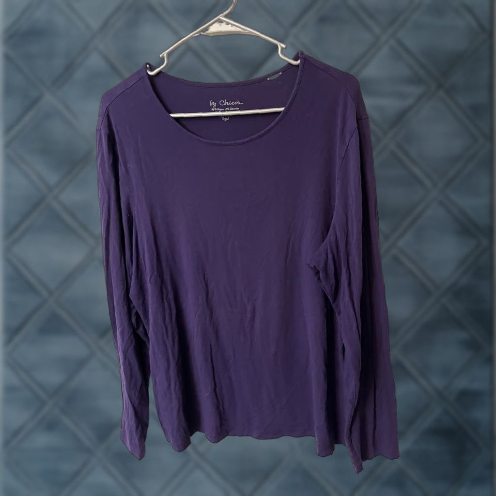 Vintage Chicos Sweater Womens 3 US Purple Solid Knit Long Sleeve Pullover Casual Travel Fall Winter Spring Knit Shirt Womens Pullover 3 Purple Size XS / US 0-2 / IT 36-38 - 1 Thumbnail