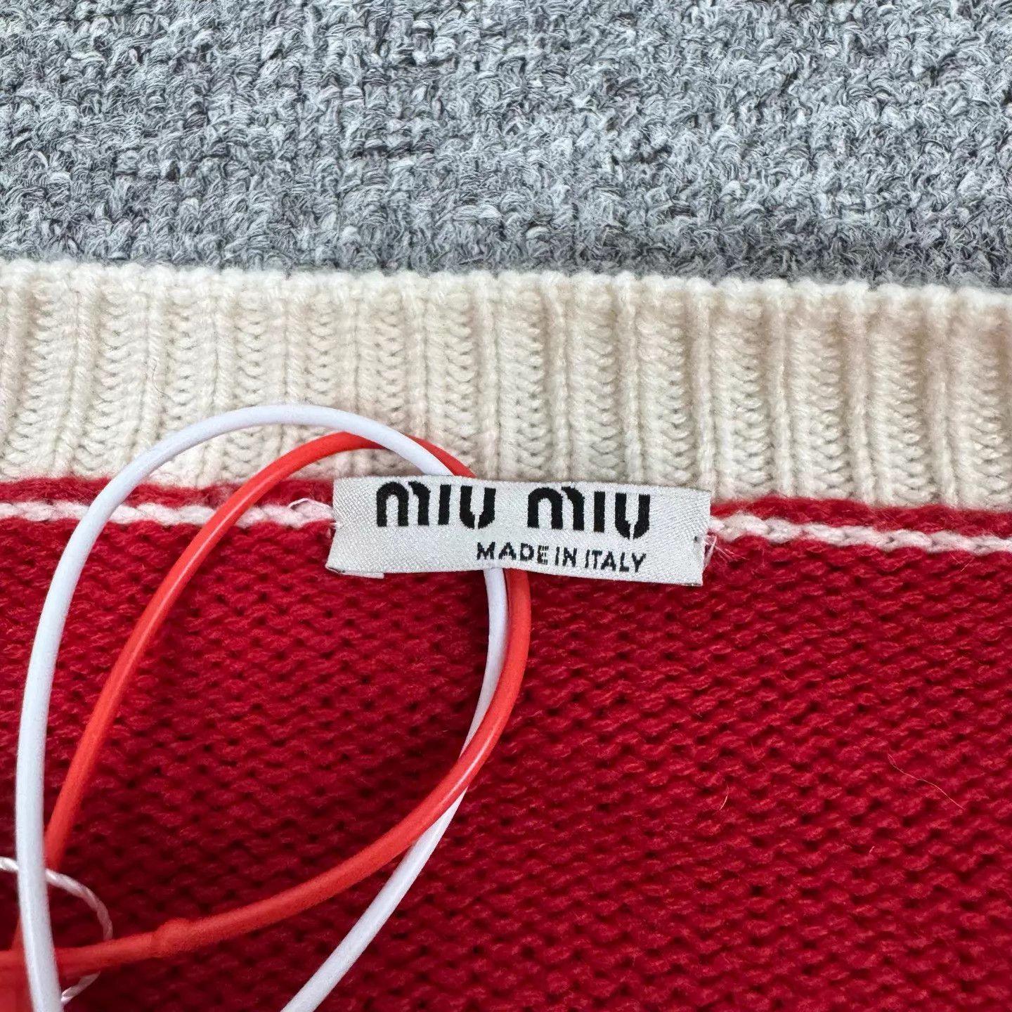 Miu Miu MIU MIU red white stripe V-neck tie-front knit 99 new Size XS / US 0-2 / IT 36-38 - 5 Thumbnail