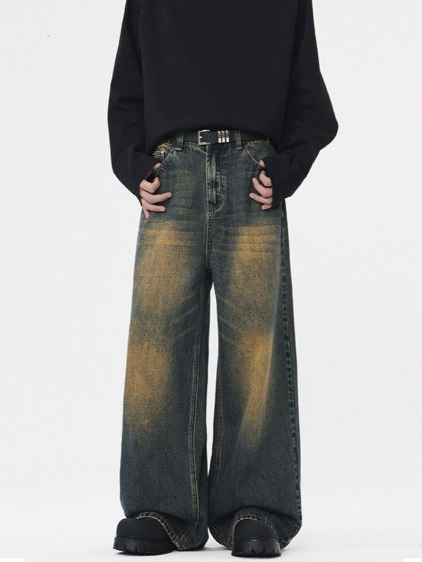 Vintage Vintage washed American street distressed wide-leg jeans Size US 32 / EU 48 - 1 Thumbnail