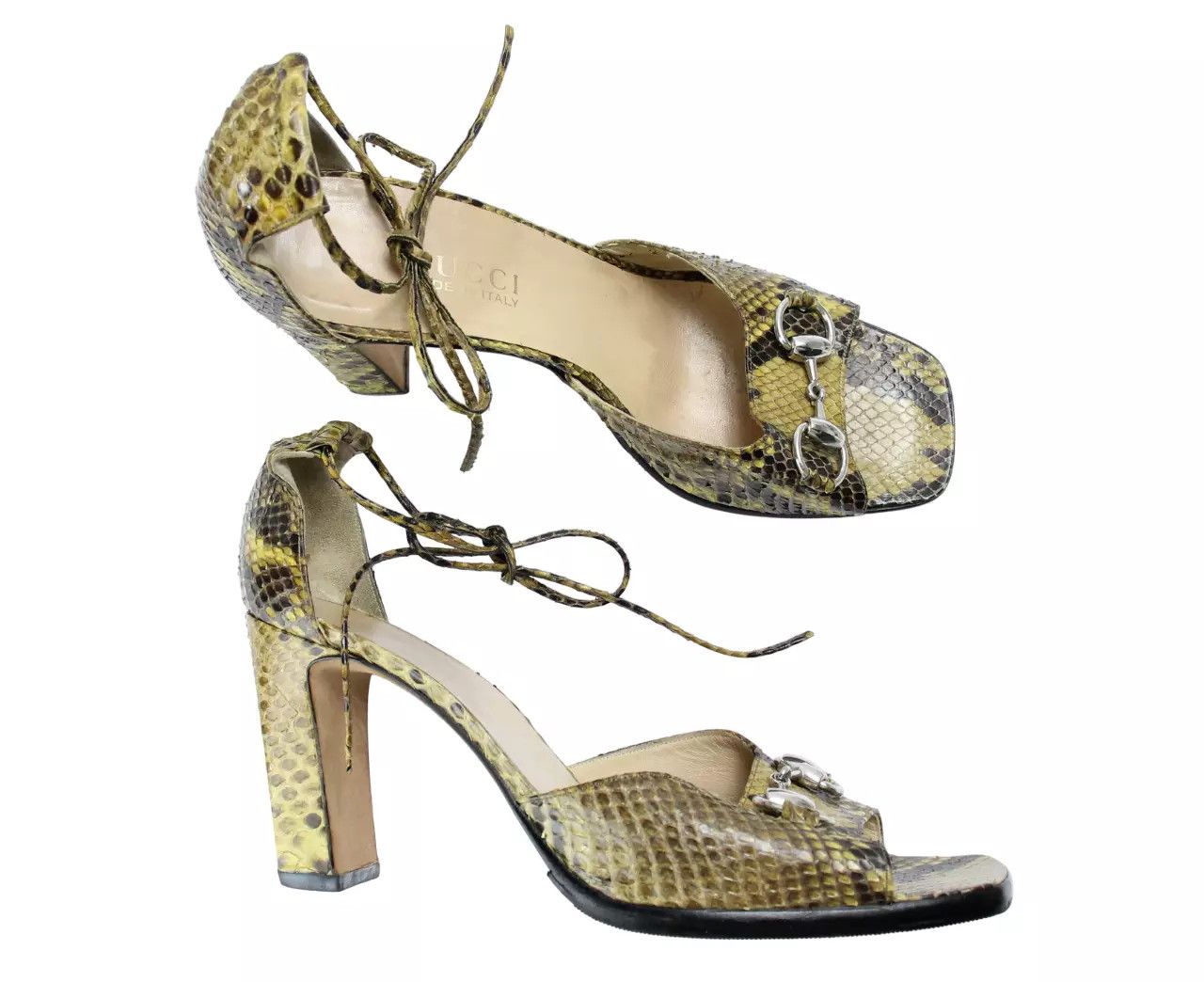 Gucci GUCCI SS 1996 Women's EU 41 Python Horse-Bit Block Heels Size US 11 / IT 41 - 1 Thumbnail