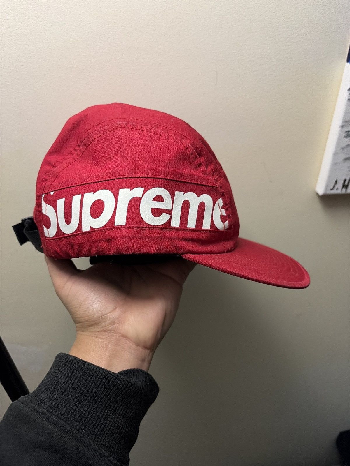 Supreme FW18 Supreme Side Panel Camp Cap red big logo hat Size ONE SIZE - 2 Thumbnail