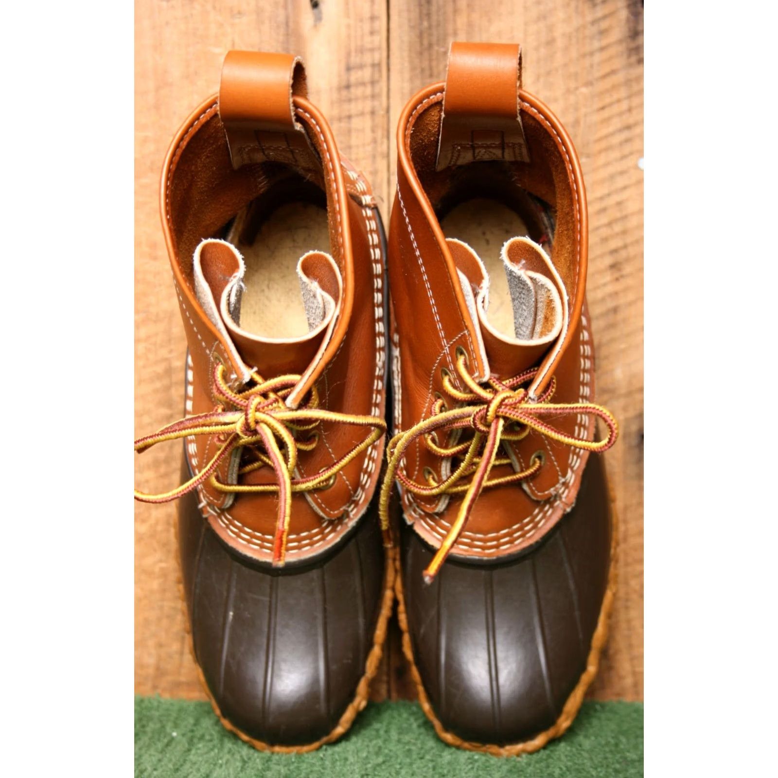 Vintage VINTAGE L.L. BEAN Boots Duck 6" Ankle Rain Boot Women 7M Tan Brown Rubber Leather 5-Eye 2010s Size US 7 / IT 37 - 5 Thumbnail