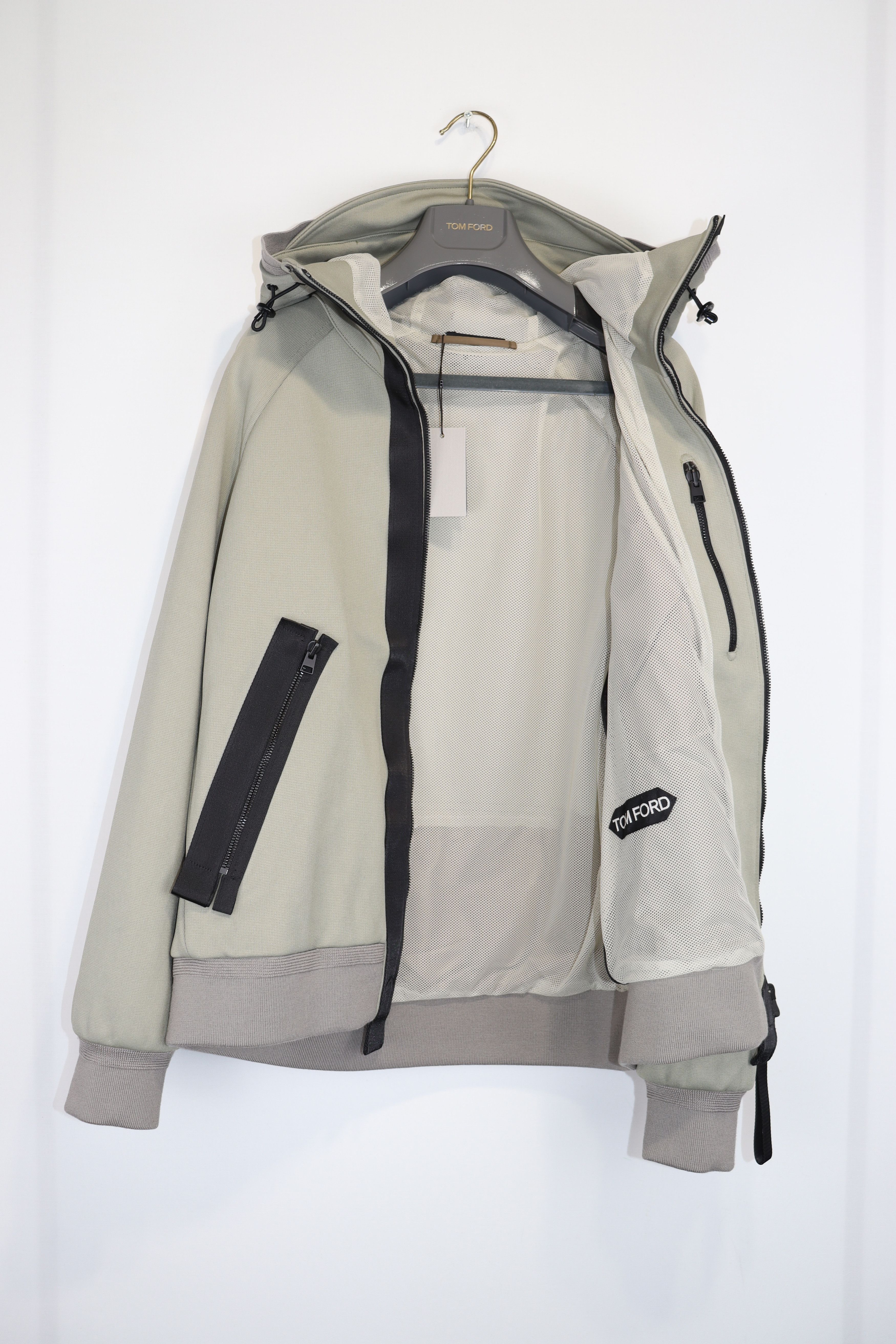 Tom Ford o1rshd1 Zip Up Jacket Hoodie in Light Stone Grey Size US M / EU 48-50 / 2 - 7 Thumbnail