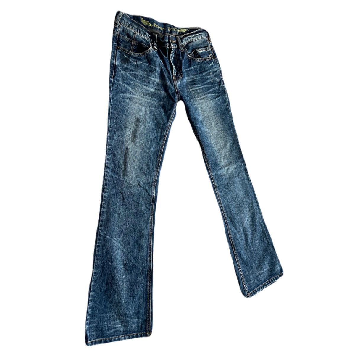 If Six Was Nine 2000s Japanese archive Vkei Bootcut Distressed Spill Jeans Size US 30 / EU 46 - 3 Thumbnail