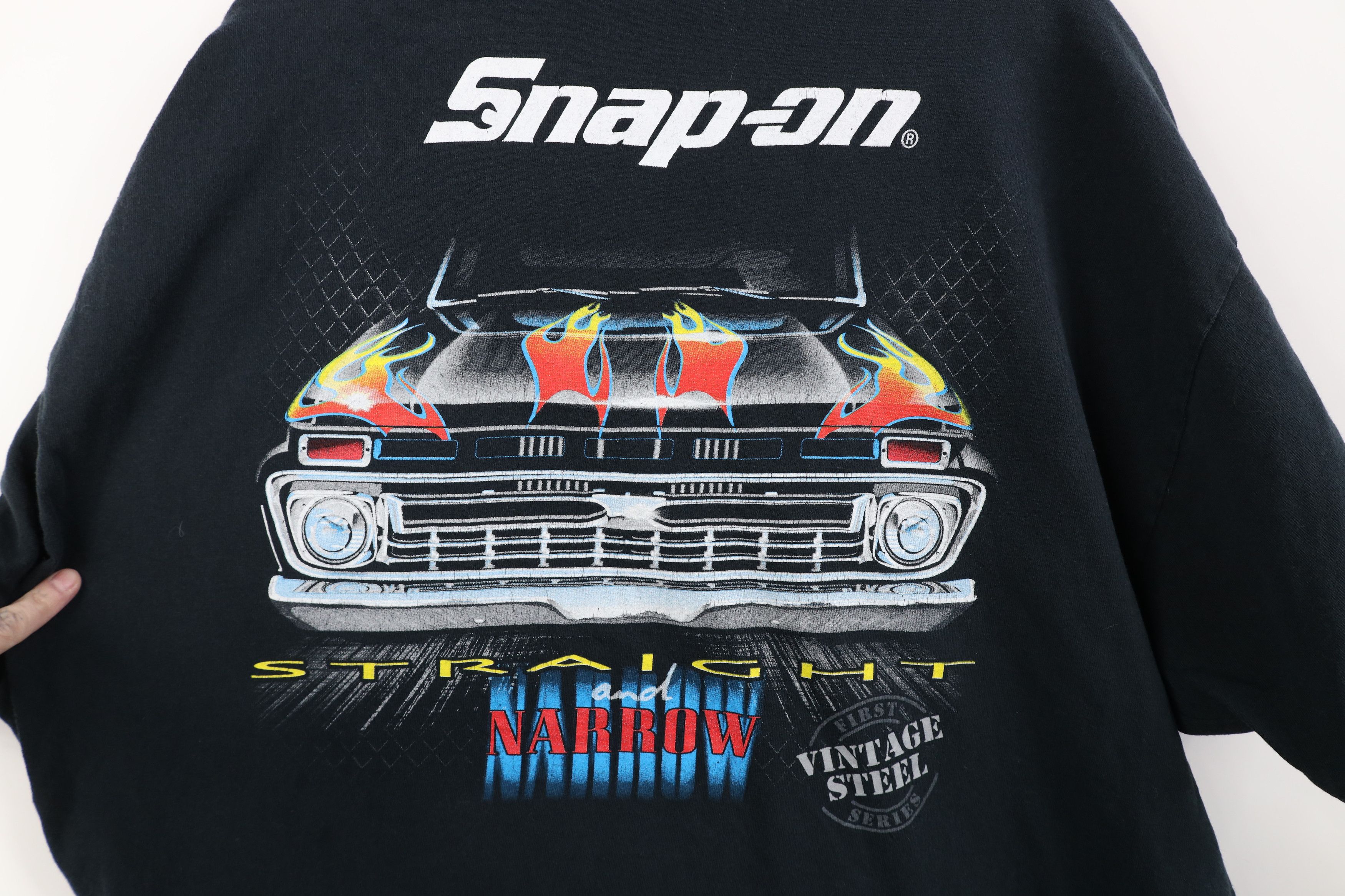 Vintage Vintage Snap On Tools Spell Fire Flames Car Racing T-Shirt Size US XL / EU 56 / 4 - 11 Thumbnail
