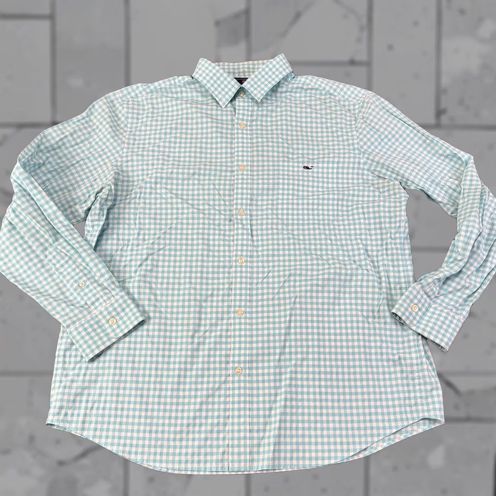 Vineyard Vines Vineyard Vines Performance Long Sleeve Shirt, XL, Blue Check, Stretch, Button-Up, Mens Size US XL / EU 56 / 4 - 1 Thumbnail