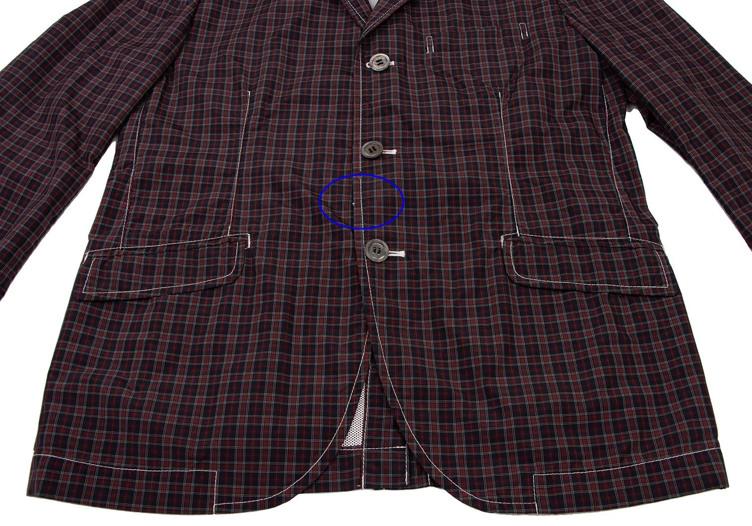 Junya Watanabe Mesh Lined Check Jacket in Navy and Red, Size S Size US S / EU 44-46 / 1 - 10 Thumbnail
