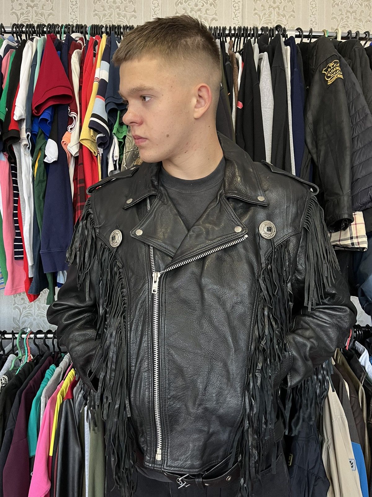 Vintage Vintage Avant Garde Y2k Black Leather Jacket Size US L / EU 52-54 / 3 - 2 Thumbnail