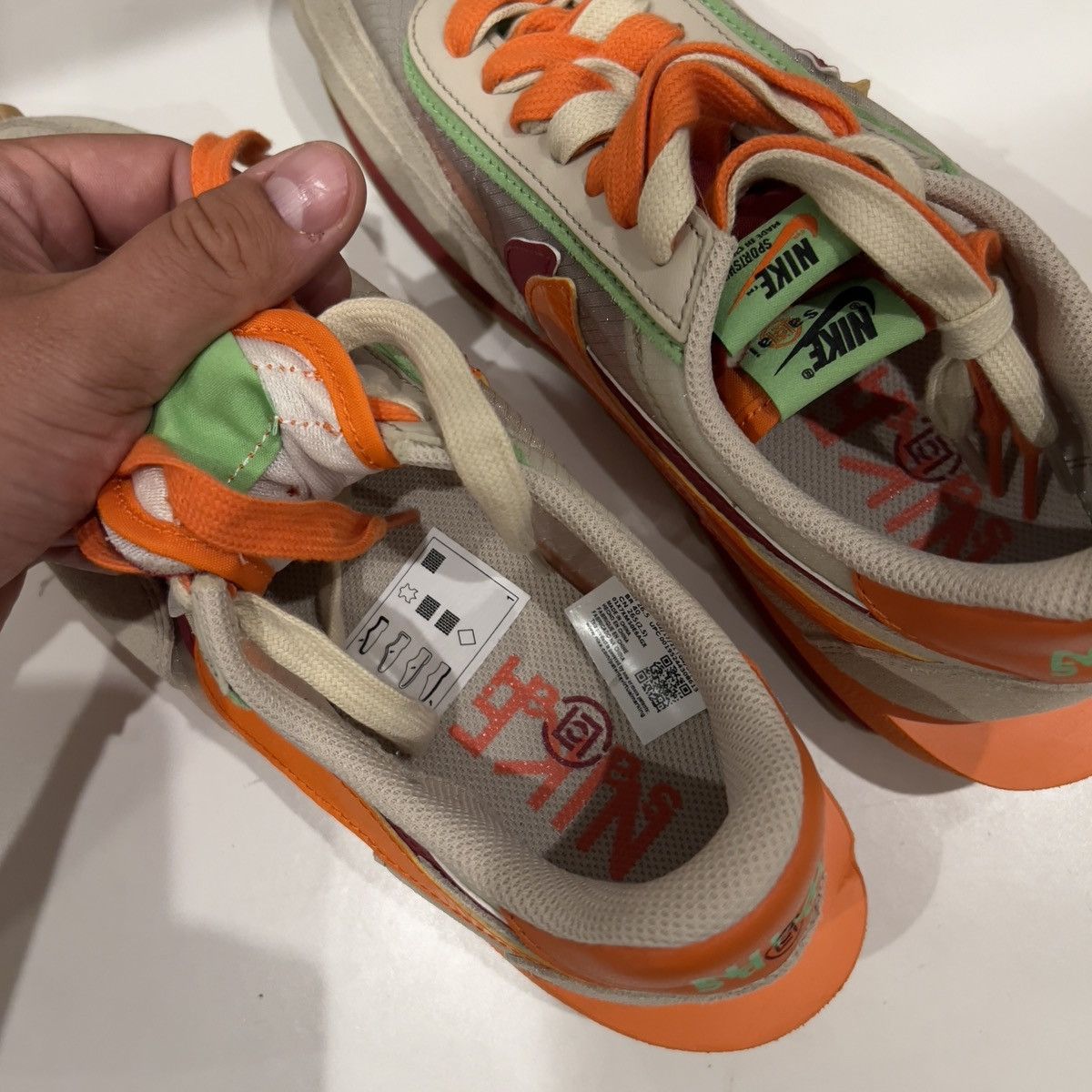 CLOT × Nike × Sacai Nike Waffle x Sacai CLOT Kiss Of Death Net Orange Blaze Size US 8.5 / EU 41-42 - 7 Thumbnail