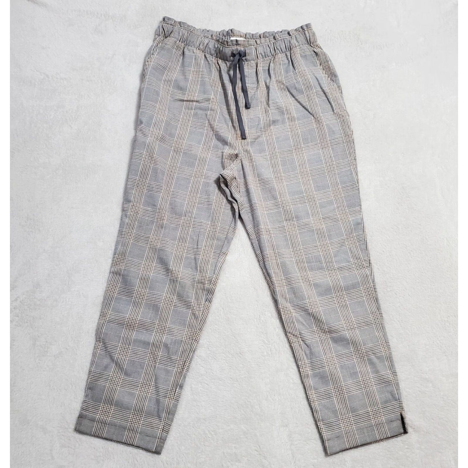 Abercrombie & Fitch Abercrombie & Fitch Pants Women XL Gray Plaid High Rise Cropped Pull On NWT Elastic Waist Pockets Slit 26 Inseam Size 40" / US 18 - 2 Thumbnail