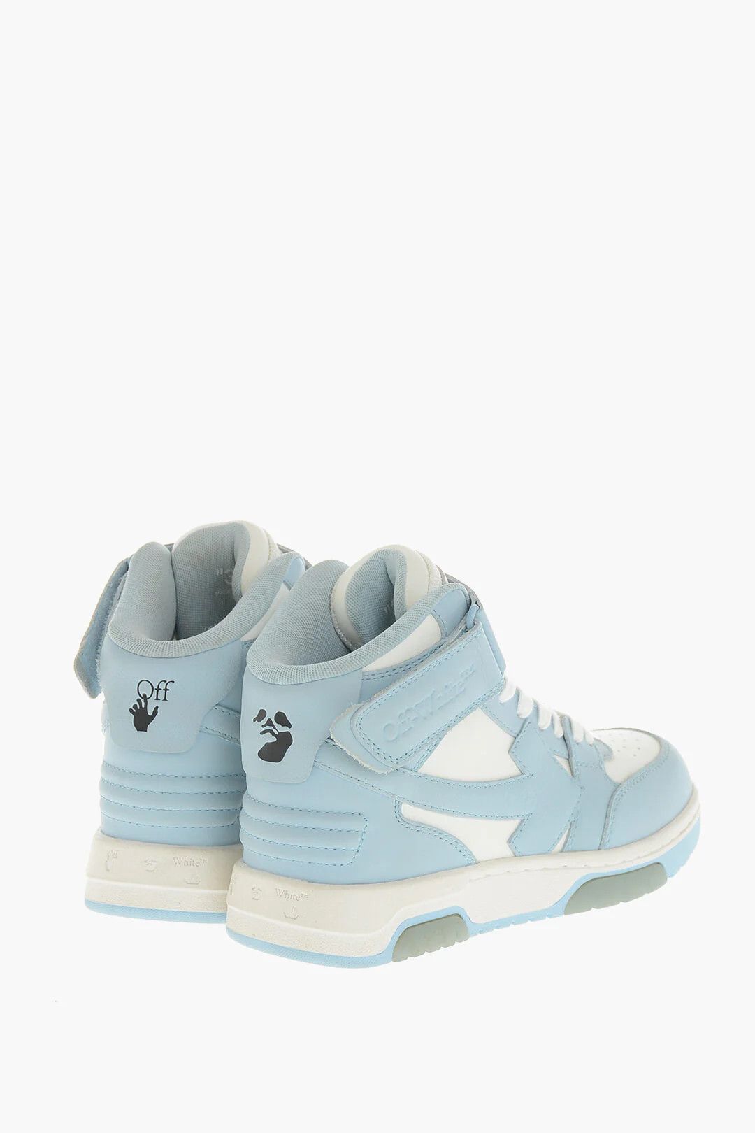 Off-White og1mm0426 Mid-Top Leather Sneakers in Light Bluer & White Size US 6 / IT 36 - 2 Thumbnail