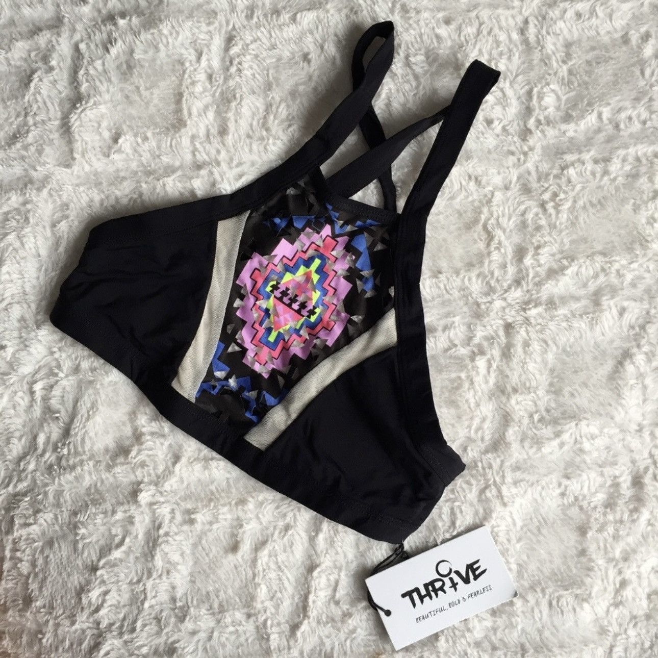 Other THRIVE Black Neon Aztec Thalia High Halterneck Bikini Top Size M / US 6-8 / IT 42-44 - 5 Thumbnail