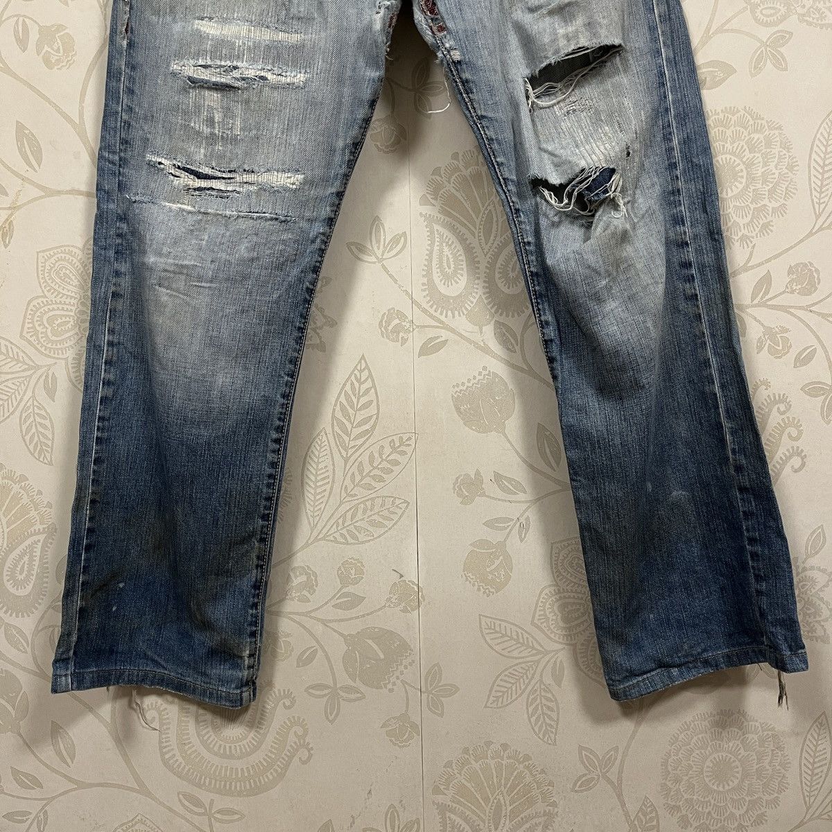 Armani × If Six Was Nine Ripped Distressed Armani Jeans Faded Blue Size US 33 - 11 Thumbnail