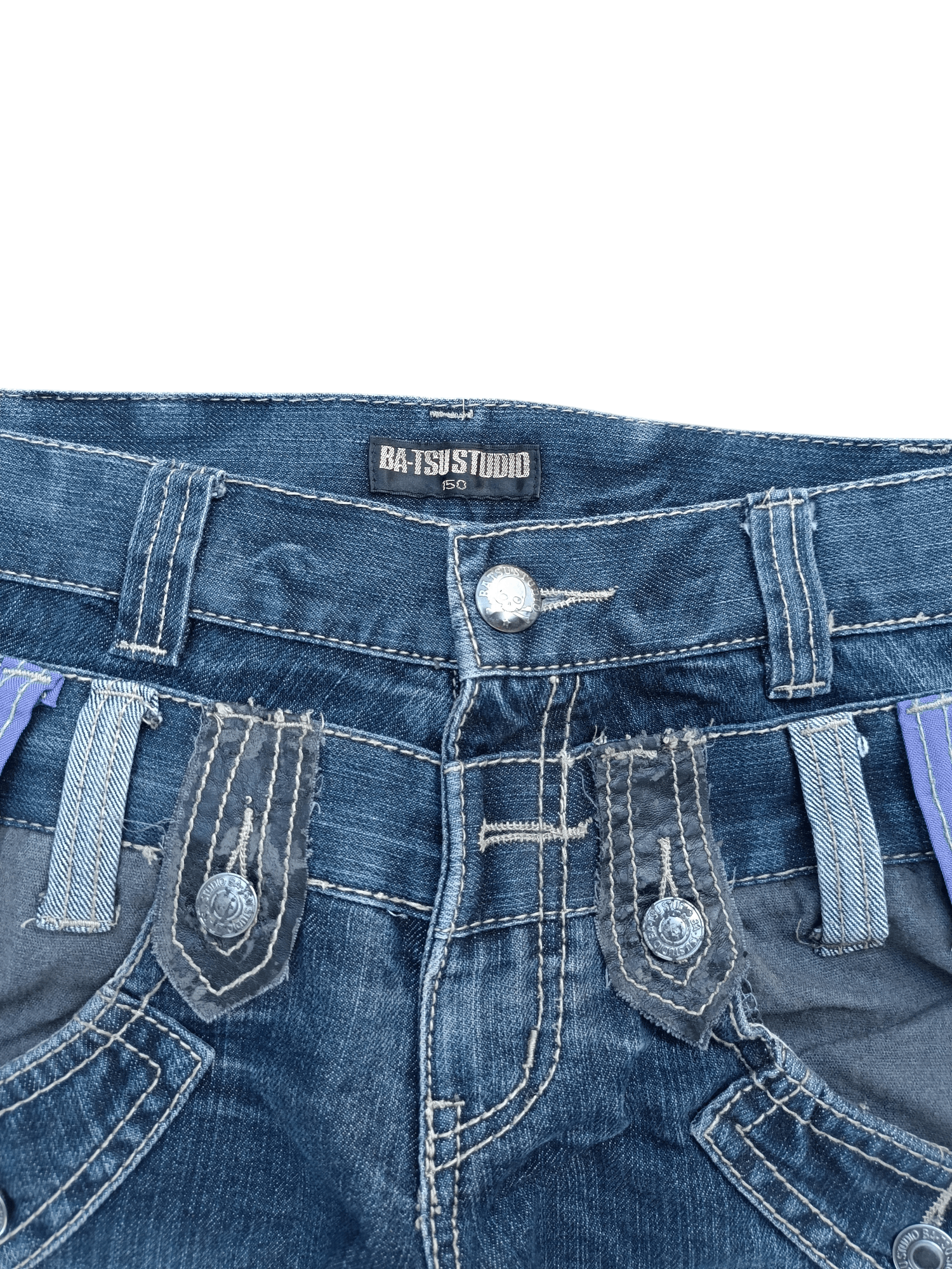 Japanese Brand RARE 🔥 Ba-tsu Studio Double Waist Patchwork Denim Jeans Size US 28 / EU 44 - 5 Thumbnail