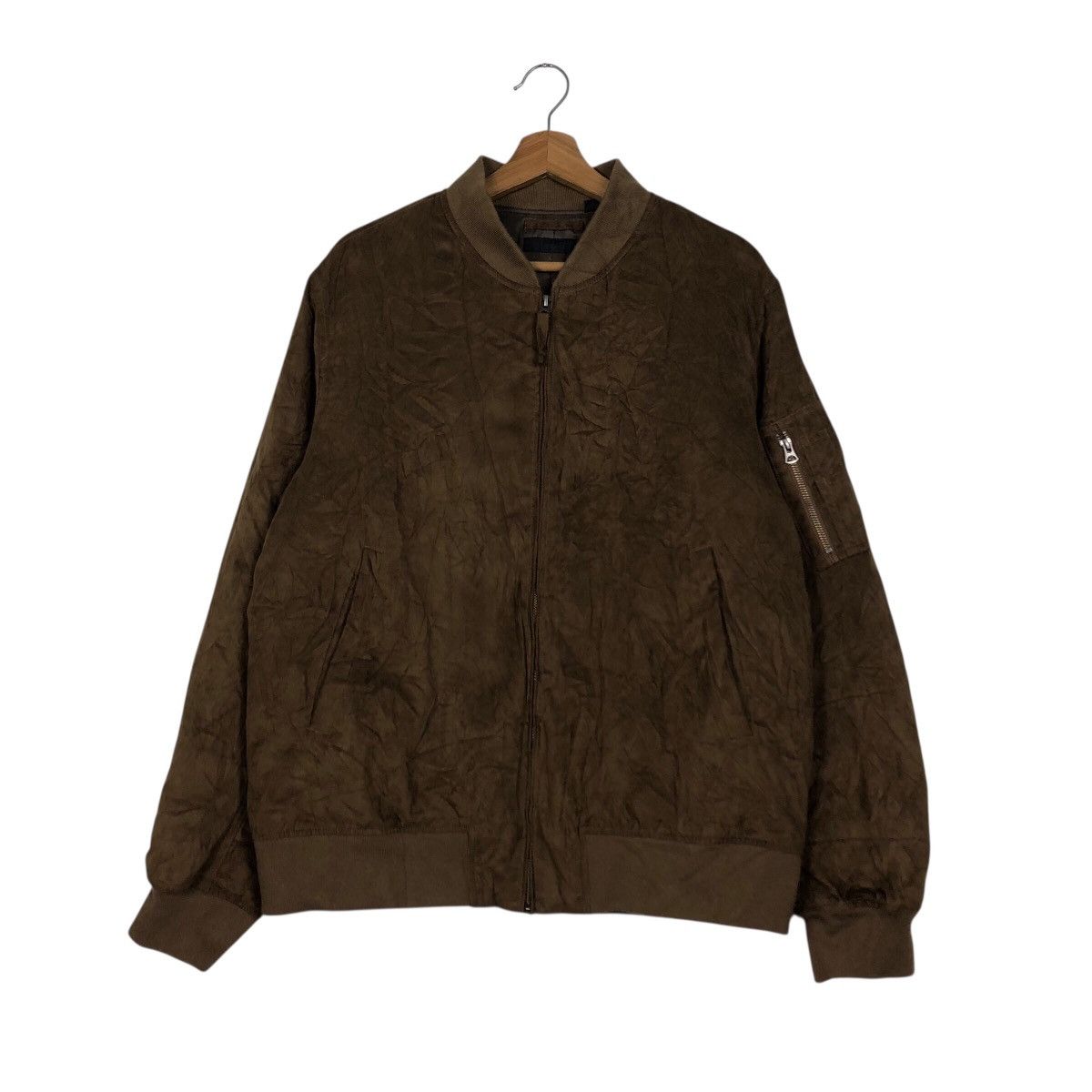 Japanese Brand 📌Rich Brown Vintage Bomber Biker Jacket Uniqlo Issey Miyake Size US XL / EU 56 / 4 - 2 Thumbnail