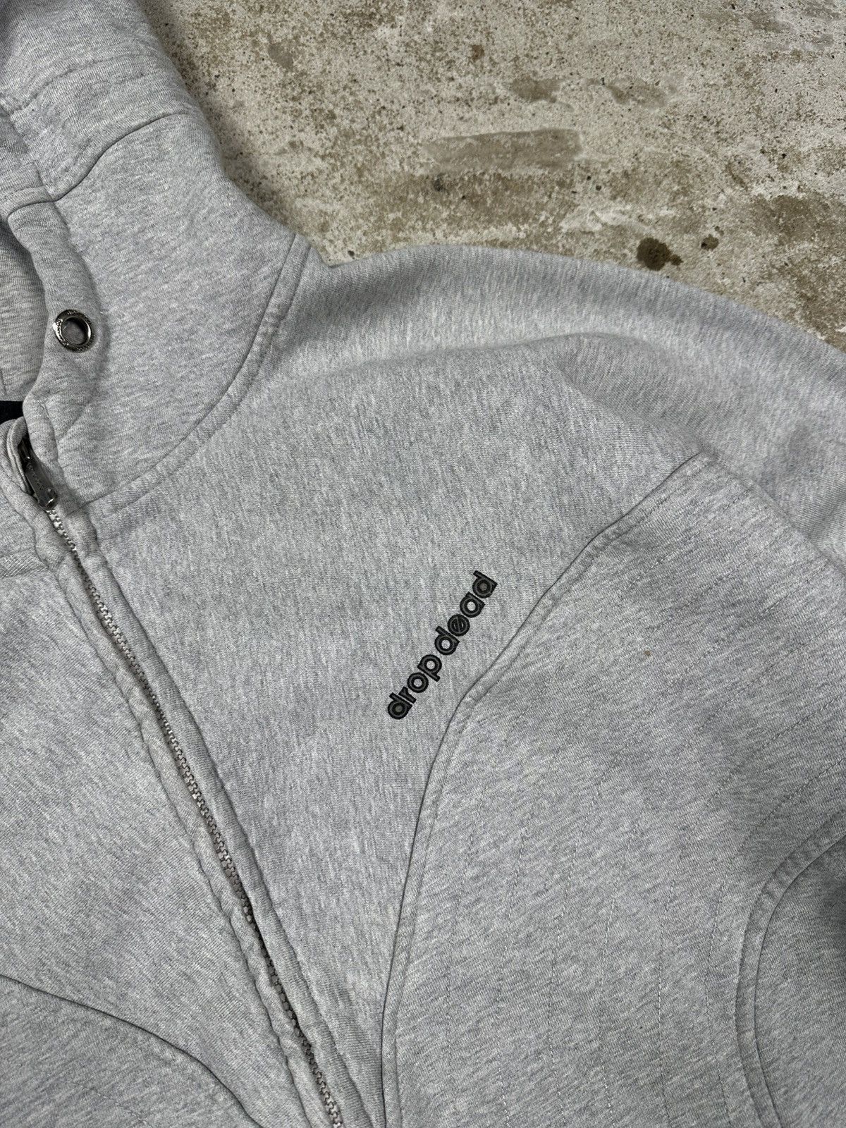 Drop Dead × Drop Dead Clothing Vintage Y2K Drop Dead Grey Full Zip Heavyweight Hoodie Size US L / EU 52-54 / 3 - 5 Thumbnail