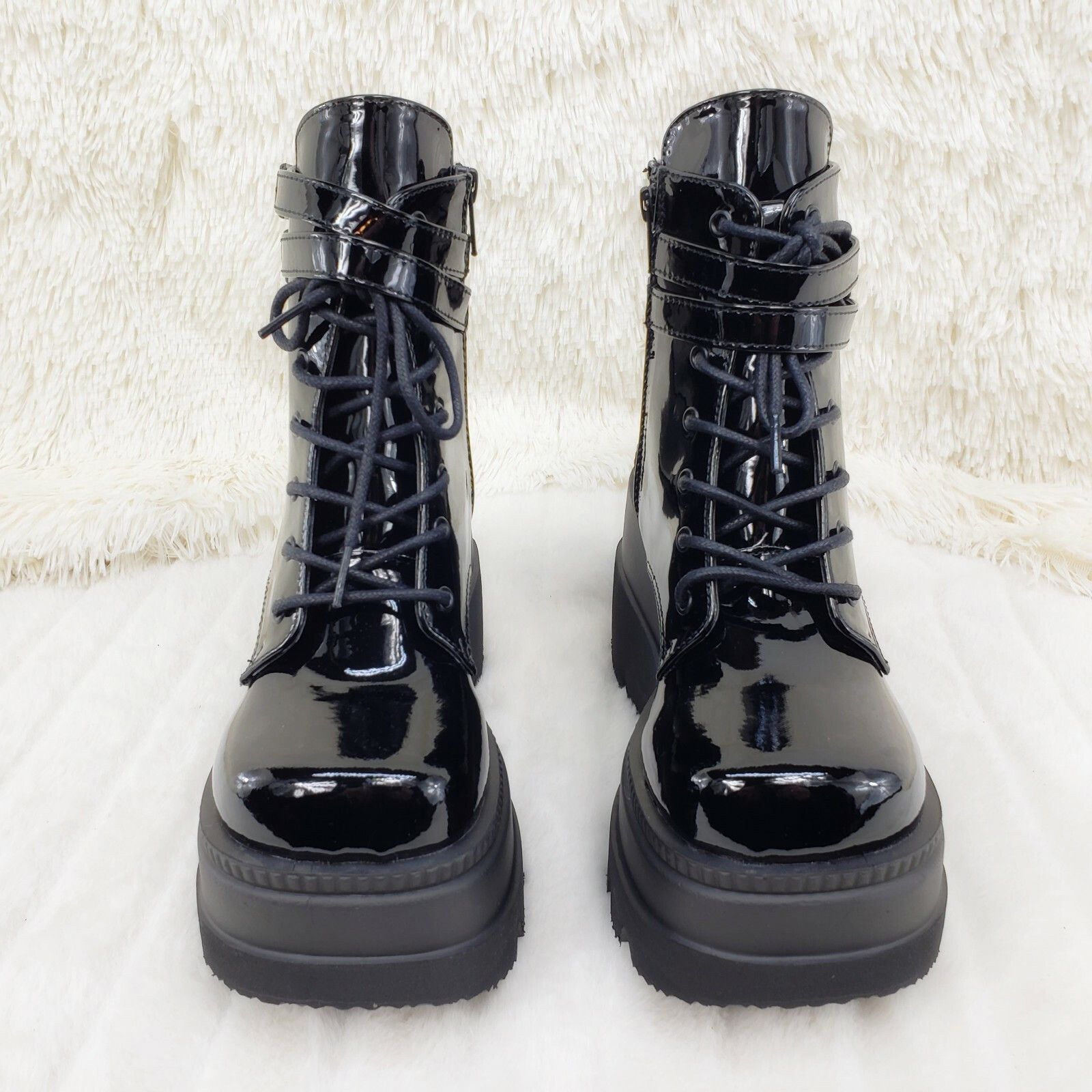 Demonia Cult DEMONIA Shaker 52 Black Patent Platform 4.5" Wedge Heel Ankl Size US 6 / IT 36 - 7 Thumbnail