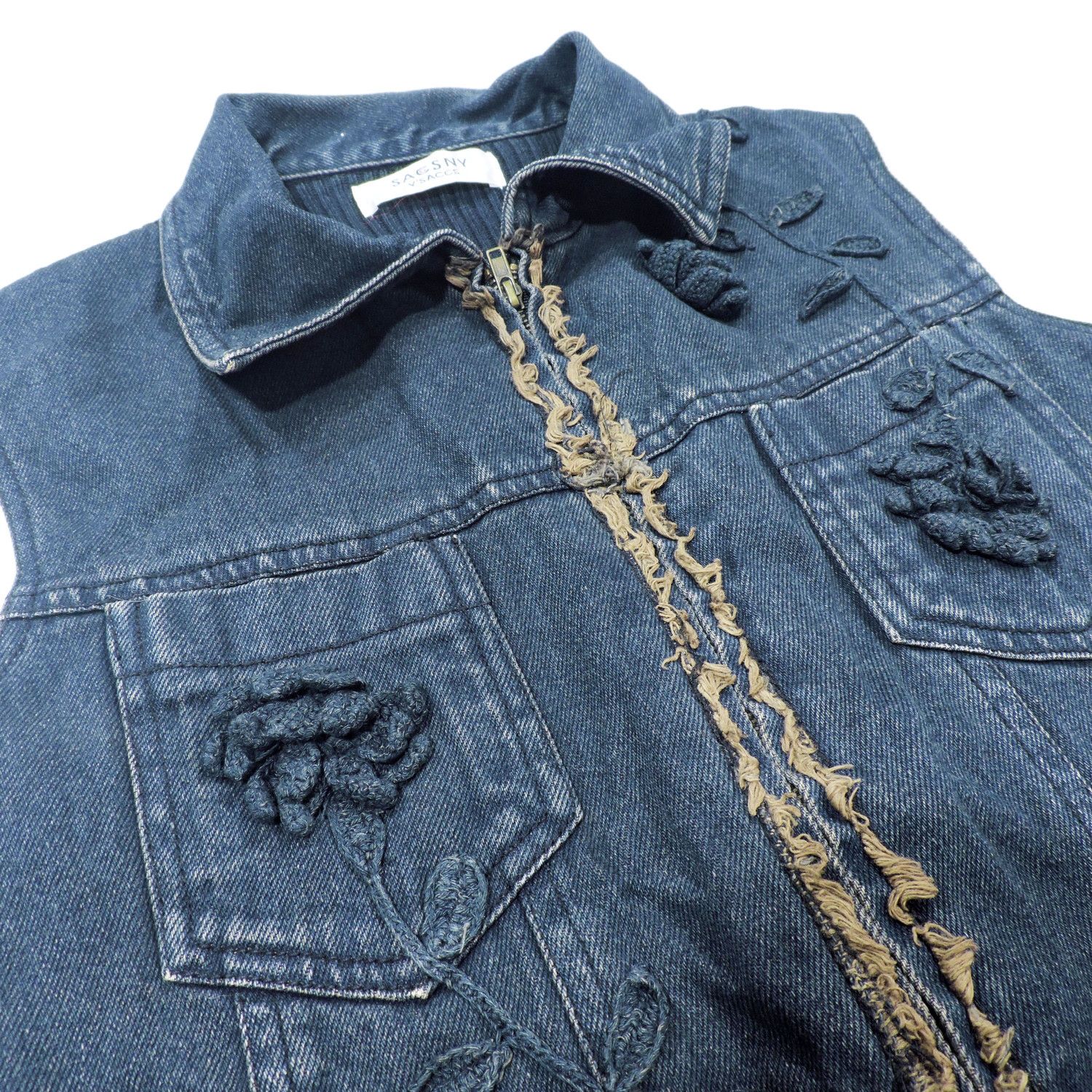 Yohji Yamamoto SACSNY Y'SACCS YOHJI YAMAMOTO EMBROIDERY FLOWER DENIM VEST Size M / US 6-8 / IT 42-44 - 7 Thumbnail