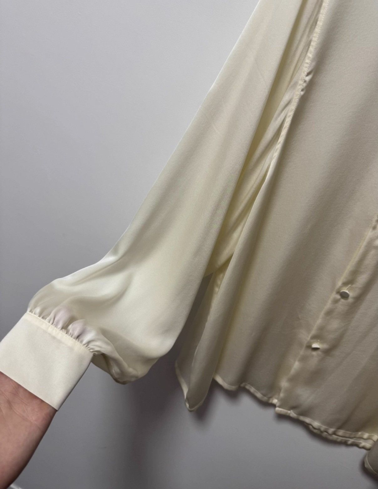 Saint Laurent Paris Saint Laurent 23SS Runway Pleated Henley Collar Silk Shirt Size US M / EU 48-50 / 2 - 5 Thumbnail