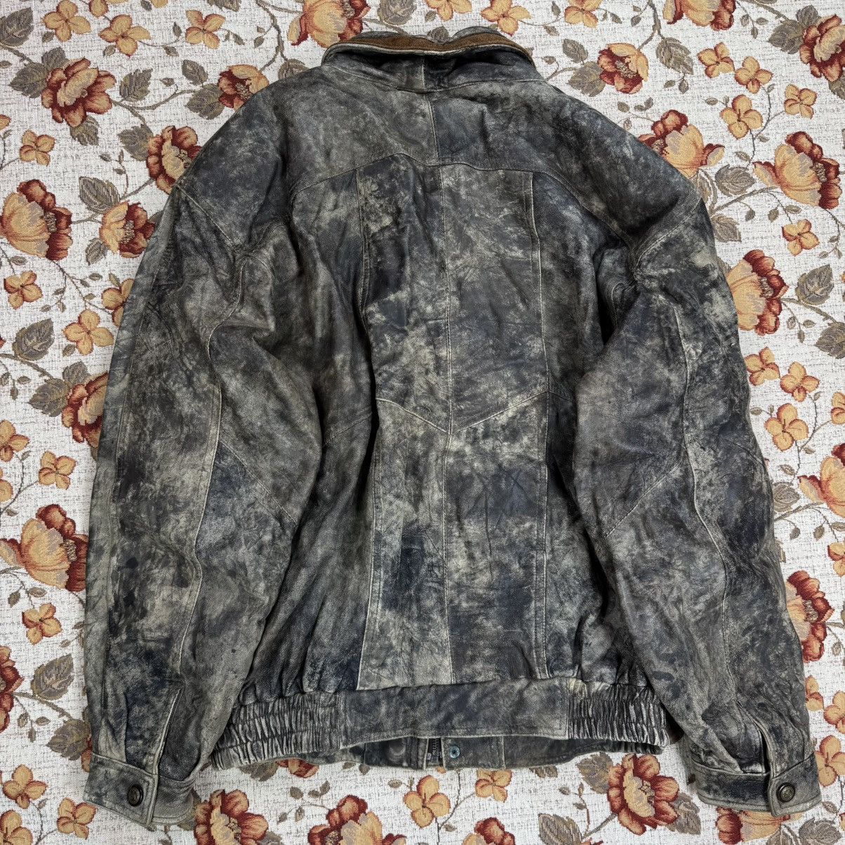 Vintage Vintage Washed Brown Leather Jacket Distressed 90s boxy fit Size US XL / EU 56 / 4 - 16 Thumbnail