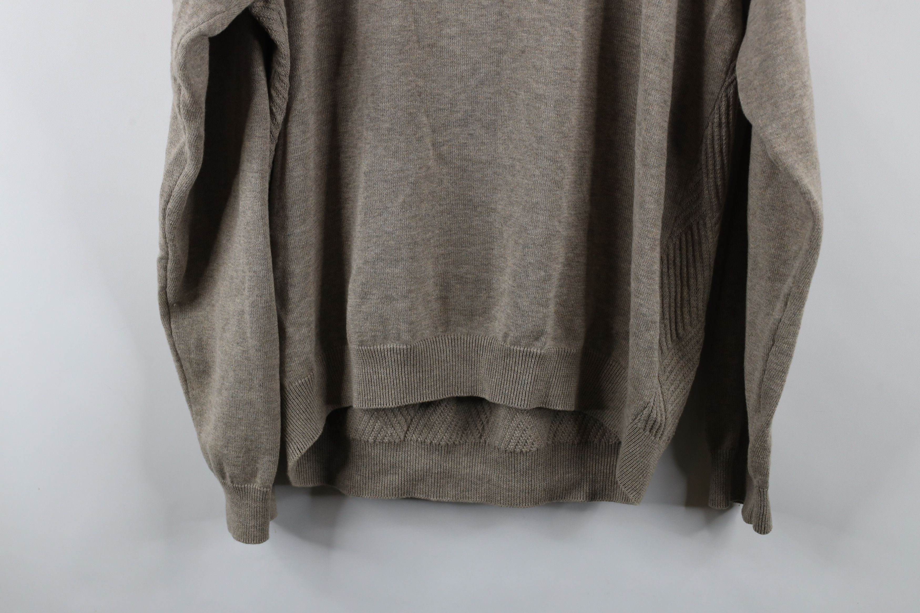 Vintage Vintage 90s Streetwear Knit Diamond Long Sleeve Polo Beige Size US L / EU 52-54 / 3 - 12 Thumbnail