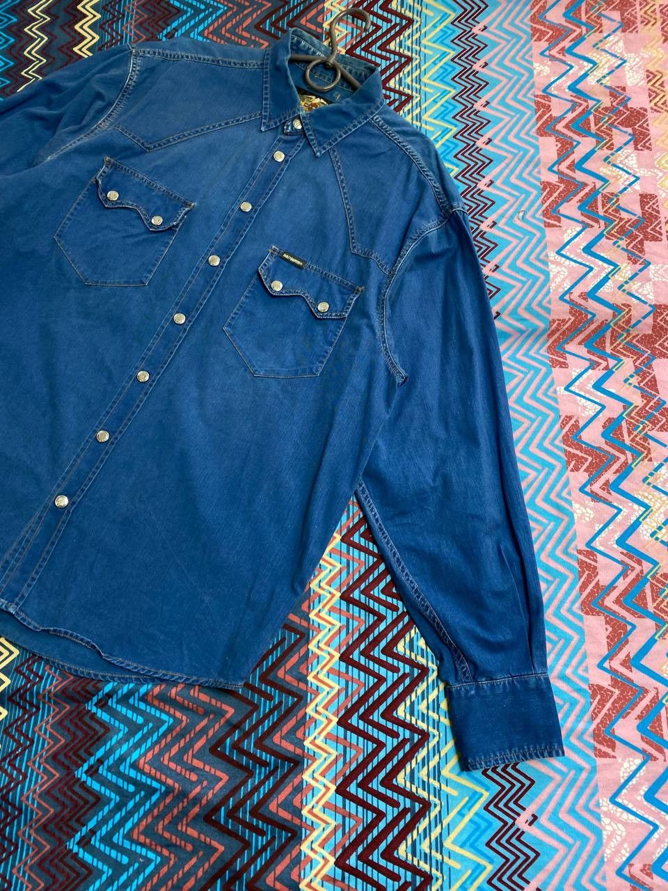 Harley Davidson × Vintage Vintage 90s Harley Davidson Denim Button Up Shirt Size US XL / EU 56 / 4 - 15 Thumbnail