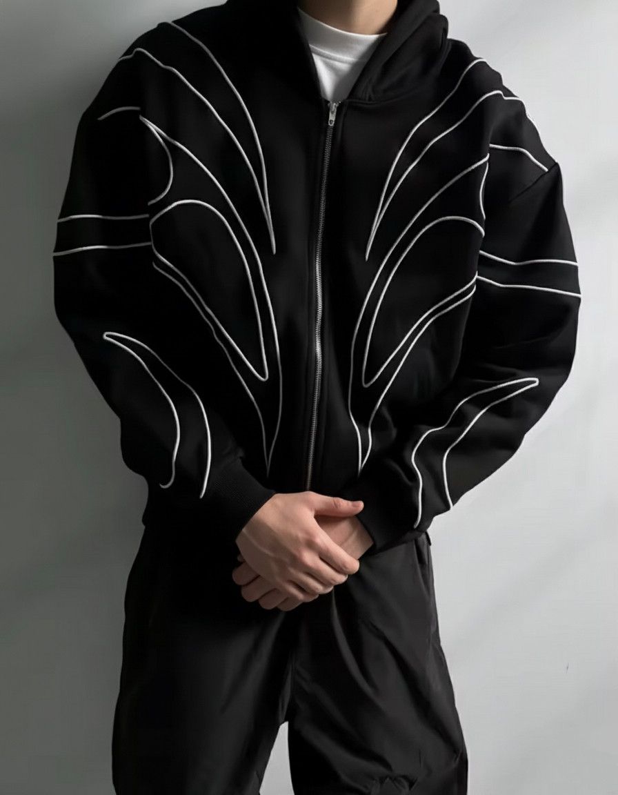 Other High Street Fashion Stripe Embroidery Double Zipper Hoodies Size US L / EU 52-54 / 3 - 2 Thumbnail