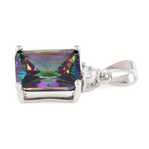 Sterling Silver Sterling Silver Rectangular Rainbow CZ Pendant Size ONE SIZE - 3 Thumbnail