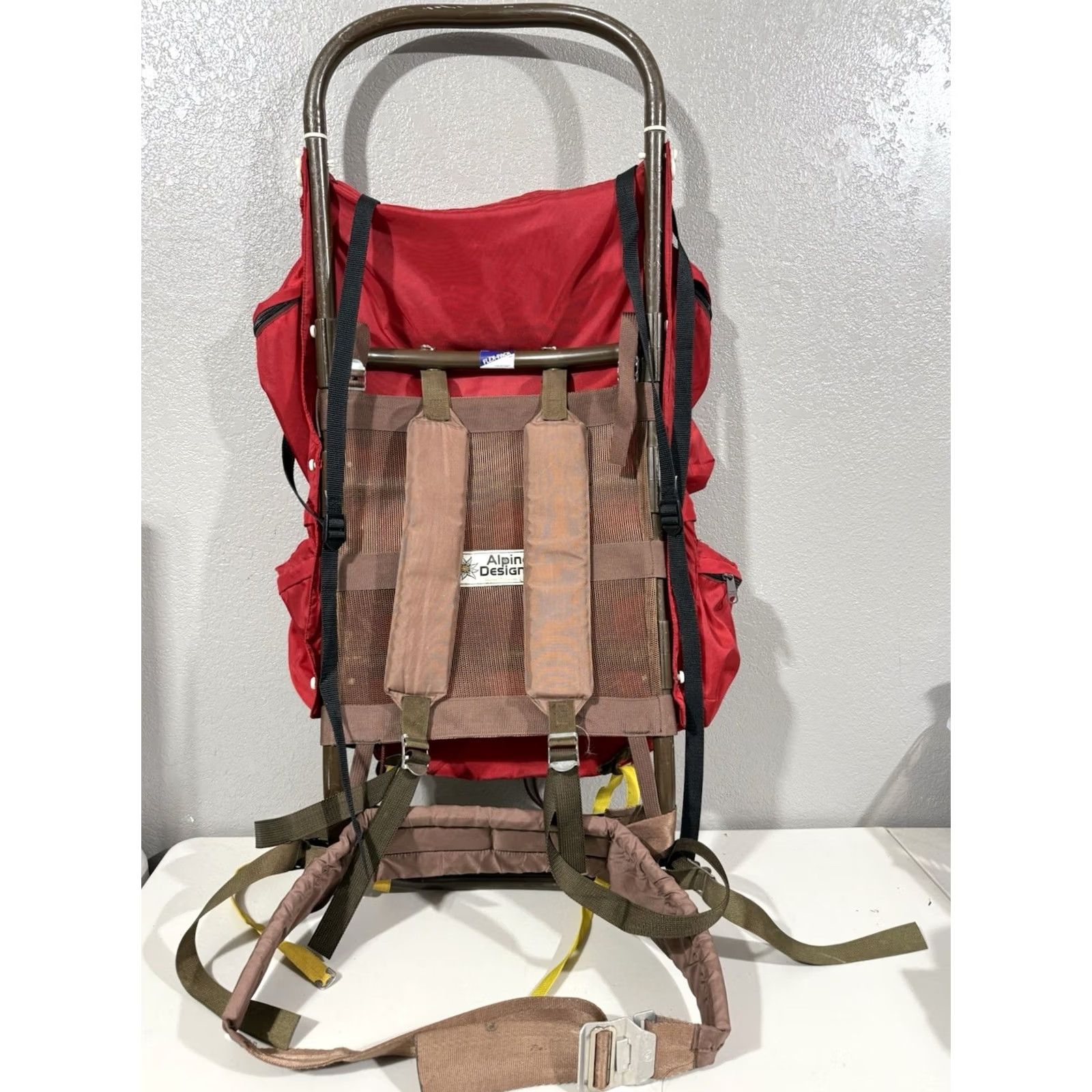 Vintage VINTAGE Alpine Designs Backpack Unisex Adults 14"W 20"H 8"D Red External Frame Nylon Hiking Camping Trail USA Size ONE SIZE - 6 Thumbnail