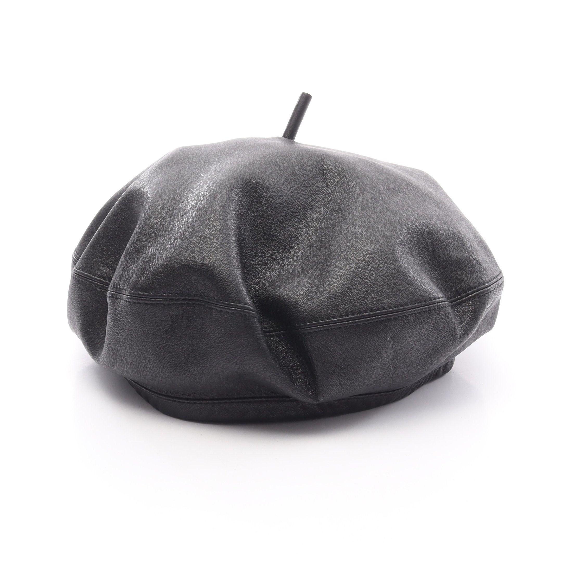Dior Dior Dior Logo Beret Hat Leather Black Size ONE SIZE - 1 Thumbnail