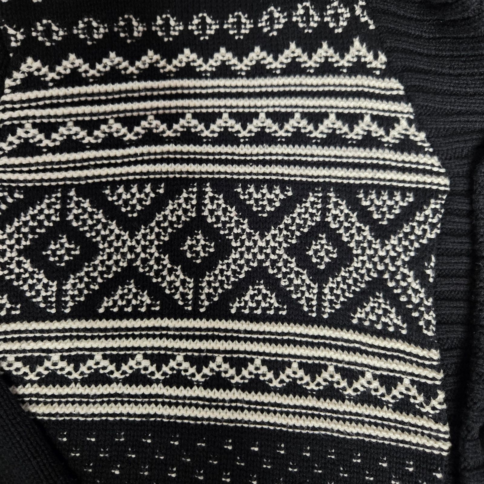 Chaps Chaps Black White Fair Isle Cardigan Sweater Size Large Size US L / EU 52-54 / 3 - 5 Thumbnail