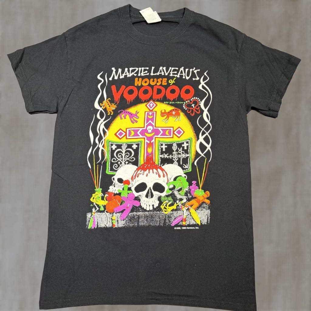 House of CB Marie Laveau'S Skull Mens Small NOLA Sleeve Short Black Cotton Shirt Size US S / EU 44-46 / 1 - 1 Thumbnail