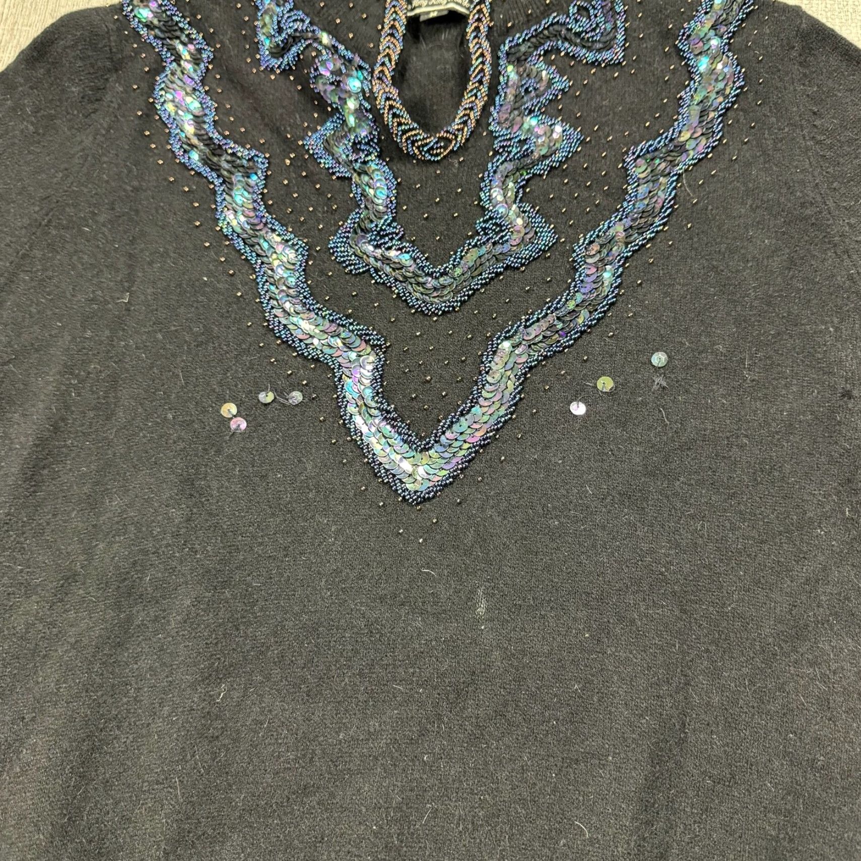 Joseph VINTAGE Jean Joseph Le Bon Beaded Sequin Lambswool Angora Sweater Womens M Black 1980s Eveningwear Size M / US 6-8 / IT 42-44 - 5 Thumbnail