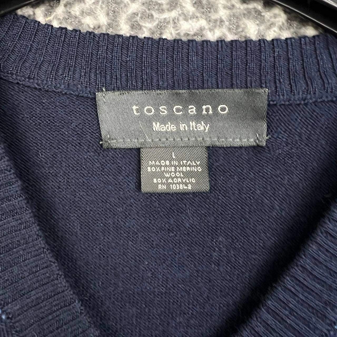 Toscano Toscano Sweater Argyle Long Sleeve V-Neck Fine Merino Wool L Size US L / EU 52-54 / 3 - 6 Thumbnail