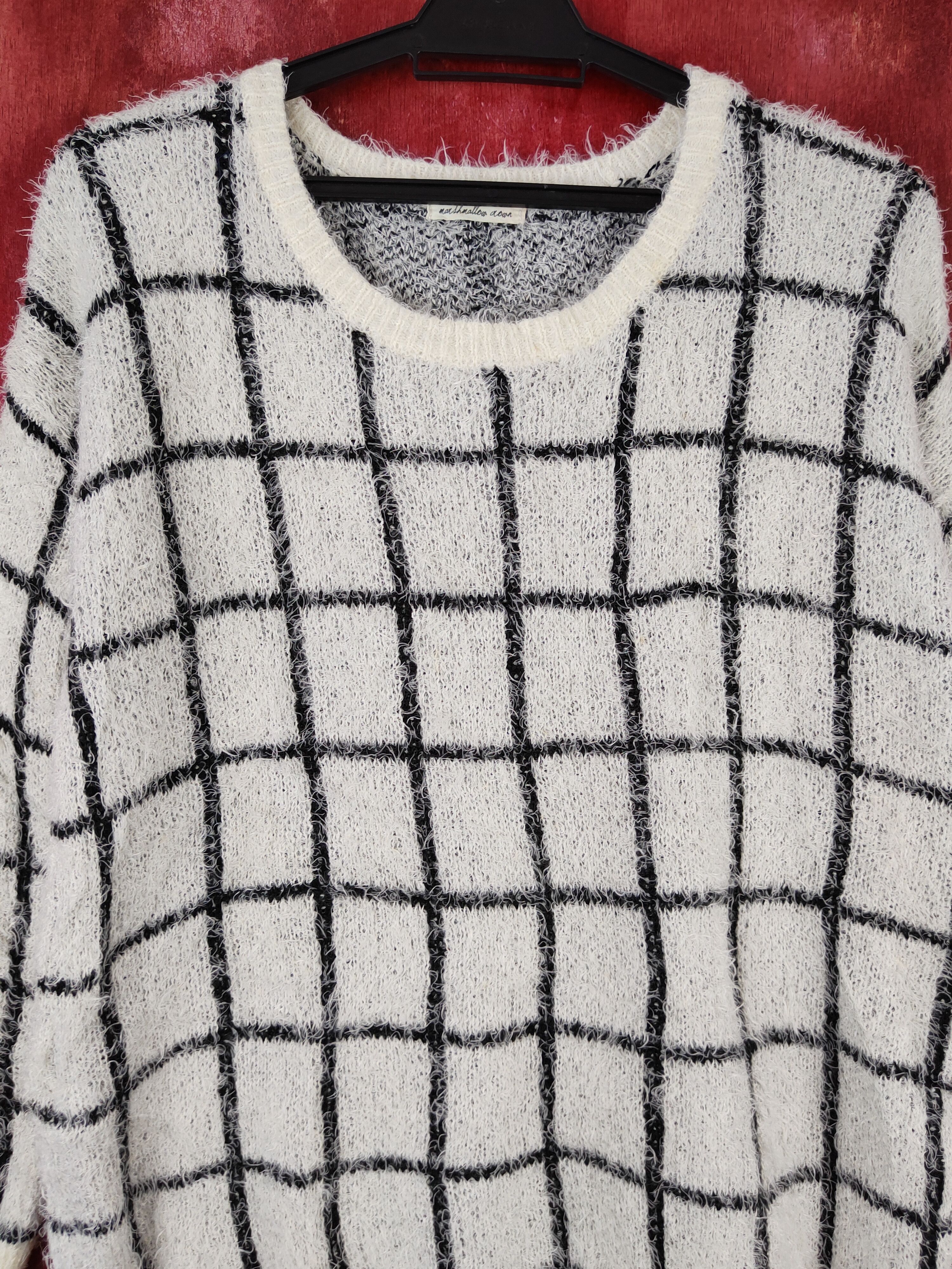 Homespun Knitwear × Japanese Brand × Vintage Japan Black Cream Shag Shaggy Fur Mohair Knitwear #S1907 Size M / US 6-8 / IT 42-44 - 2 Thumbnail