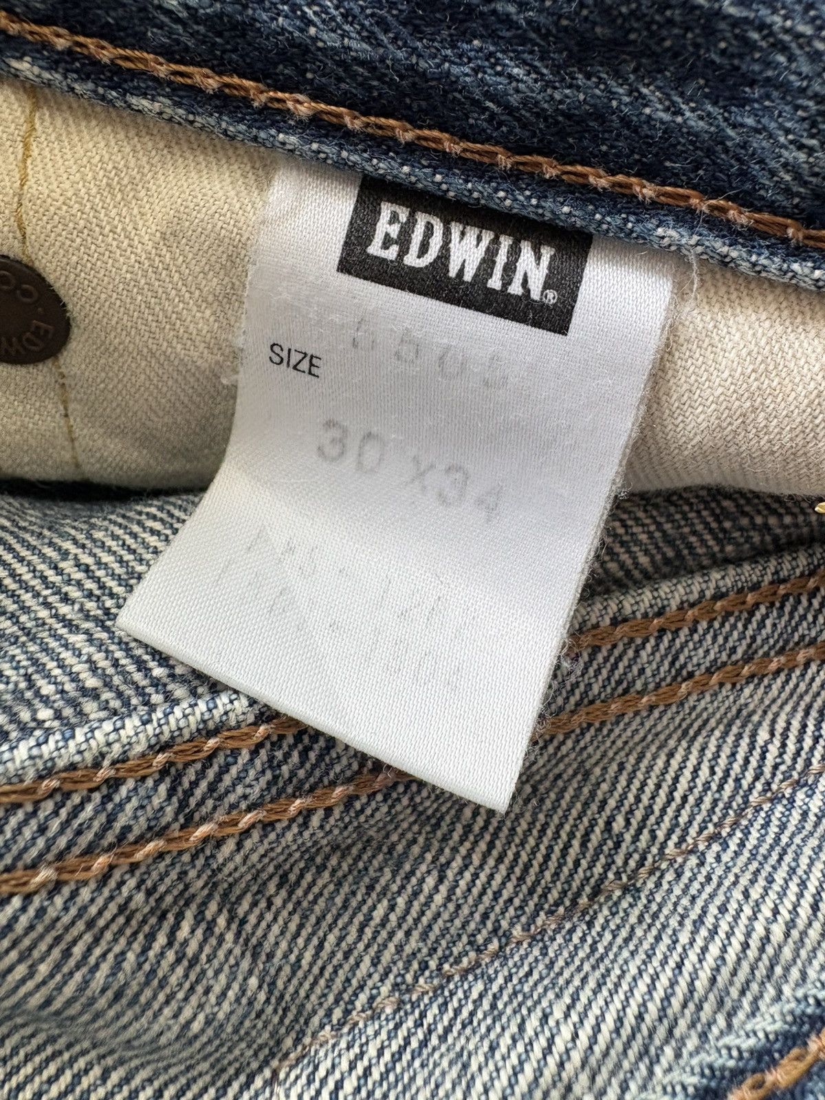 Edwin Edwin 505X Selvedge Orange Tab Distressed Denim Jeans Size US 31 - 22 Thumbnail