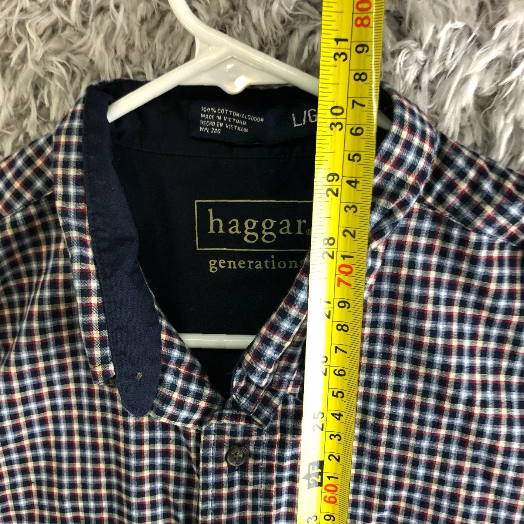 Haggar Haggar Shirt Button-Up Plaid Blue Long Sleeve Button-Down Collar Mens Large Blues Classic Vintage No Size US L / EU 52-54 / 3 - 5 Thumbnail