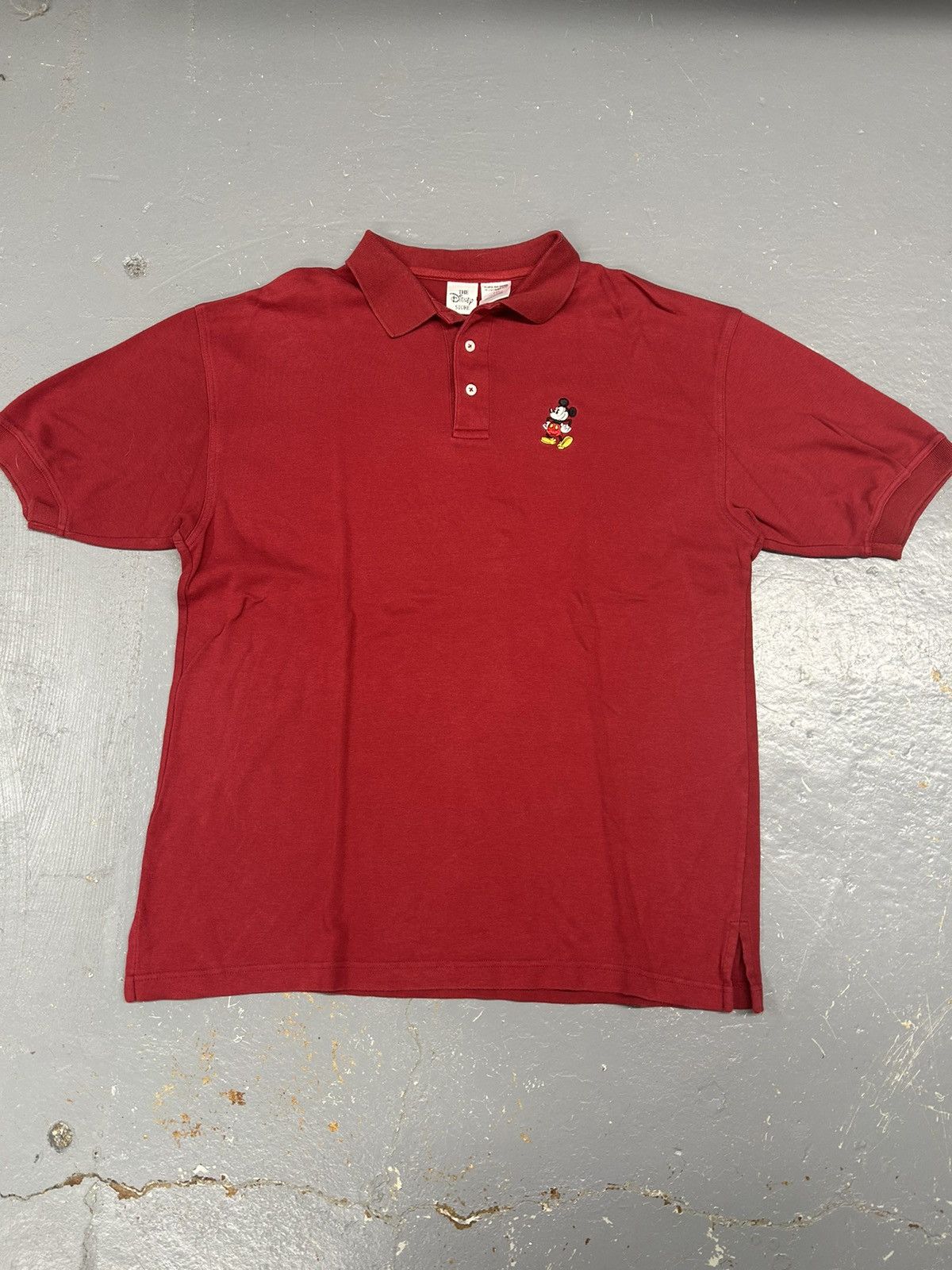 Disney × Mickey Mouse × Vintage Crazy Vintage 90s Essential Mickey Mouse Maroon Polo T-Shirt Size US XL / EU 56 / 4 - 1 Thumbnail