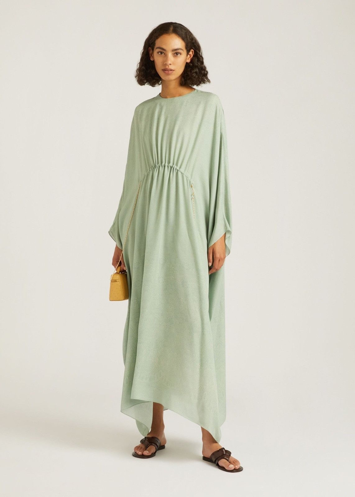 Loro Piana o1srvl11e0824 Savannah Floral Midi Dress in Light Green Size S / US 4 / IT 40 - 2 Thumbnail
