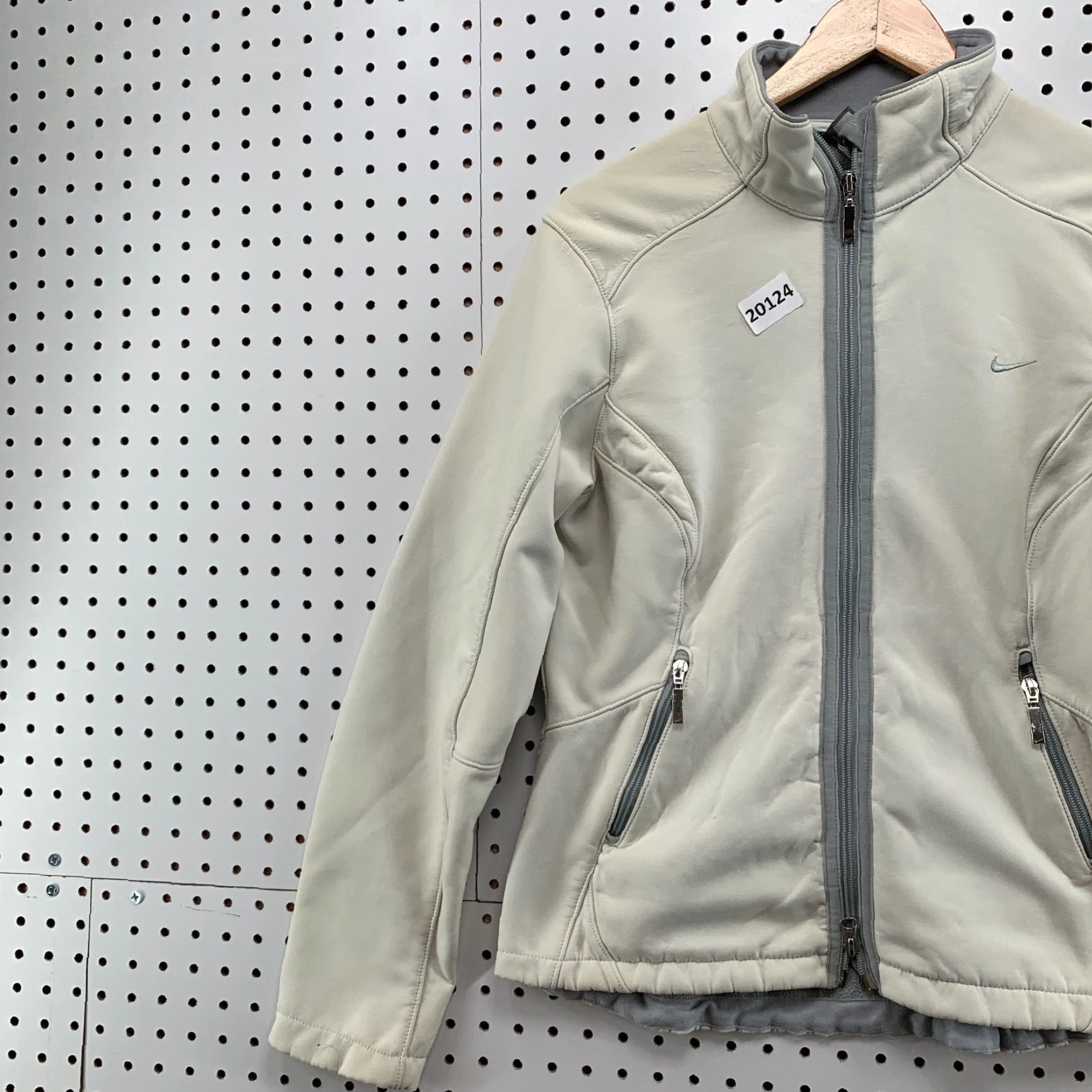 Nike VINTAGE Nike Fleece Full Zip Jacket Womens Medium Pockets Size M Ivory Jersey Size M / US 6-8 / IT 42-44 - 3 Thumbnail