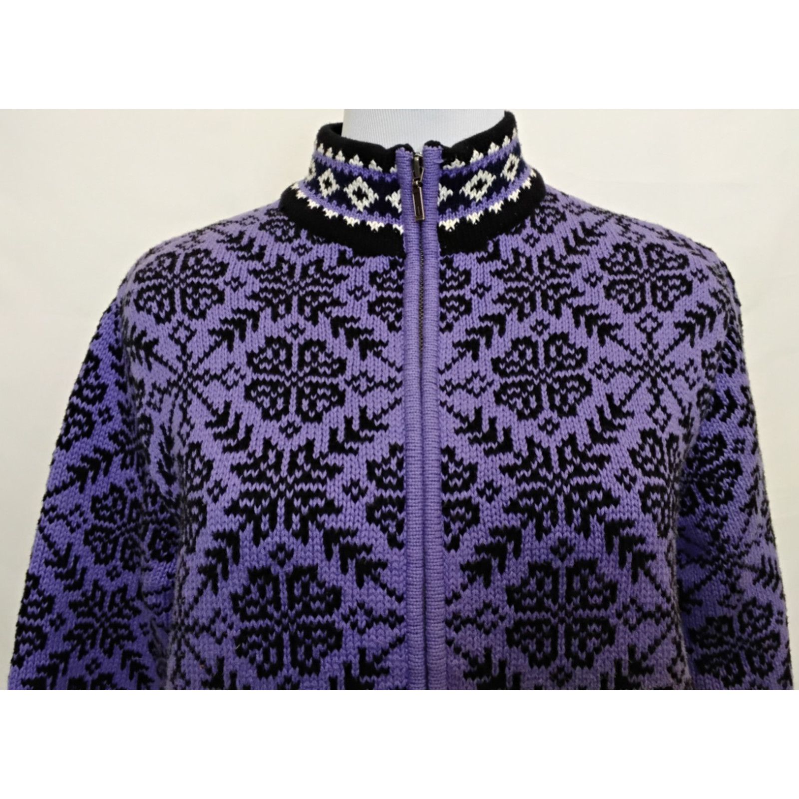 L.L. Bean L.L. Bean Sweater Women's S Purple Full Zip Fair Isle Size S / US 4 / IT 40 - 5 Thumbnail