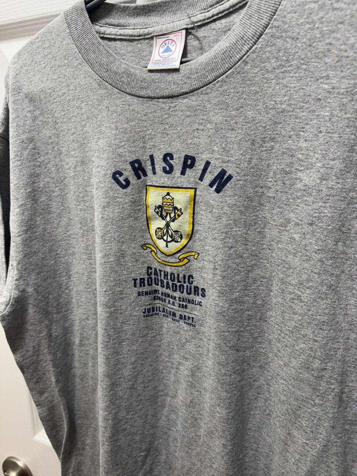 Delta × Vintage Delta Pro Weight Crispin Catholic Vintage Church Grey Tee Size US M / EU 48-50 / 2 - 2 Thumbnail