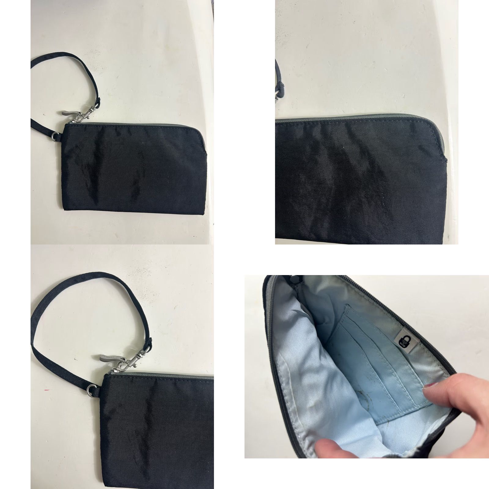 Vintage Baggallini Wallet Wristlet Clutch RFID Travel Black 7.5” x 4.5” Zip Pockets Women Wallet Wristlet - Black RFID Travel Clutch Size ONE SIZE - 8 Thumbnail
