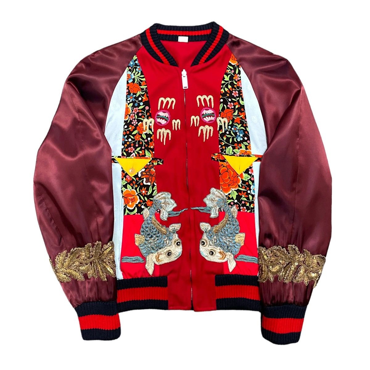 Gucci Gucci Embroidered Dragon Bomber Jacket Red Grailed