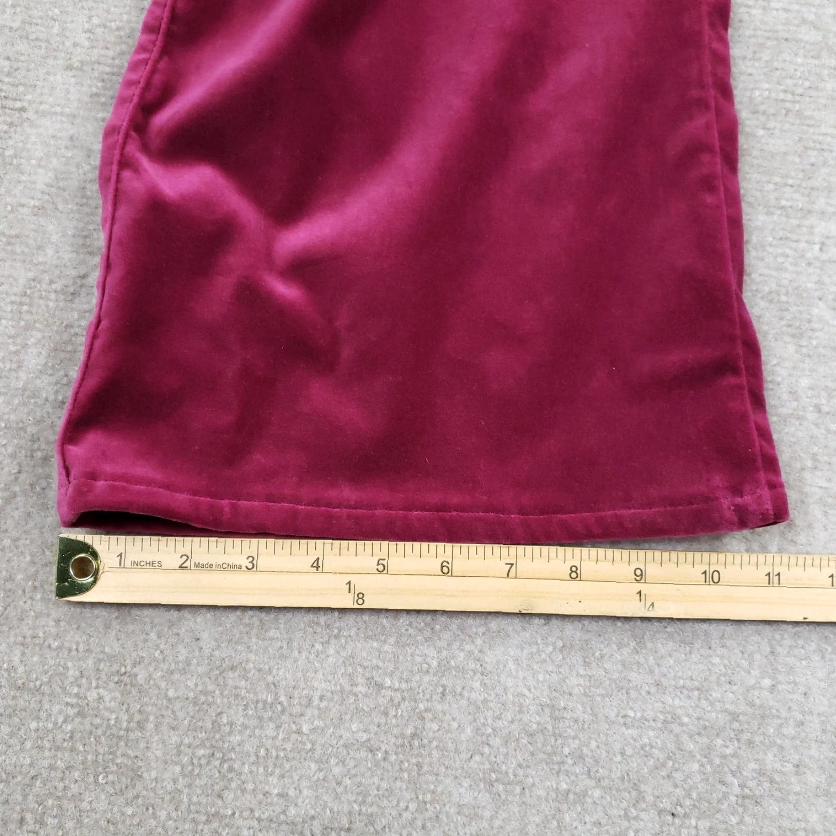 Paige Paige Pants Womens 31 Purple Velvet Wide Leg Dress Trouser 33x30 Inseam 30 Zip Pockets Stretch Cotton Spandex Velvet Fabric Wide-Leg Red Color Bag Size 24" / US 00 / IT 34 - 4 Thumbnail
